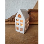 valge keraamiline maja teeküünlale kõrgus 14 cm