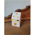 keraamiline valge maja teeküünlale